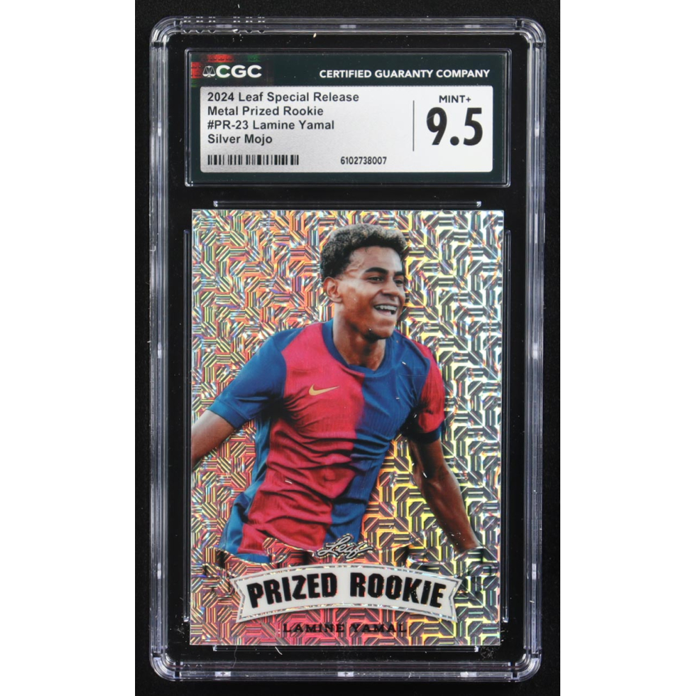 Lamine Yamal 2024 Leaf Metal Special Release Prized Rookie Silver Mojo #PR-23 RC #21/25 (CGC 9.5) at PristineAuction.com