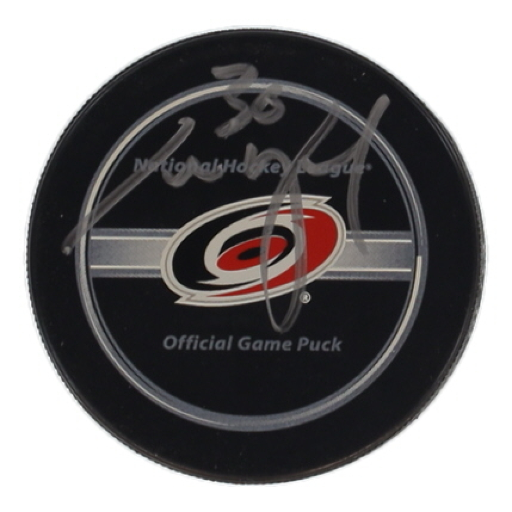 Cam Ward Signed Hurricanes Logo Hockey Puck with Display Case (Steiner) at PristineAuction.com