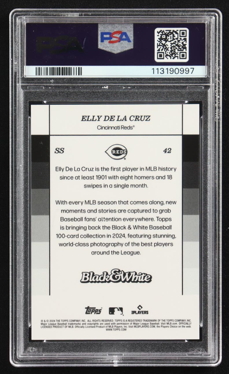 Elly De La Cruz 2024 Topps Black and White #42 RC (PSA 10) at PristineAuction.com Elly De La Cruz 2024 Topps Black and White #42 RC (PSA 10) at PristineAuction.com