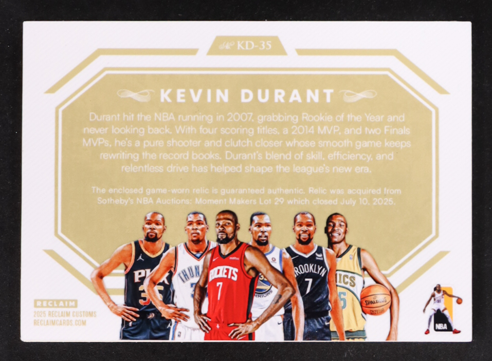 Kevin Durant 2025 Reclaim Customs Patches Pink #KD35 #1/1 at PristineAuction.com Kevin Durant 2025 Reclaim Customs Patches Pink #KD35 #1/1 at PristineAuction.com