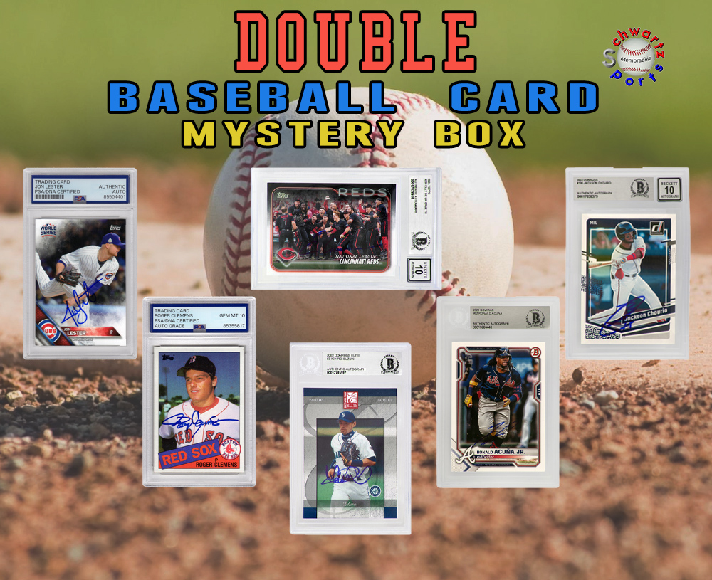 DOUBLE BASEBALL CARD Autographed Mystery Box - Series 3 (Limited to 100) - Schwartz Sports at PristineAuction.com DOUBLE BASEBALL CARD Autographed Mystery Box - Series 3 (Limited to 100) - Schwartz Sports at PristineAuction.com