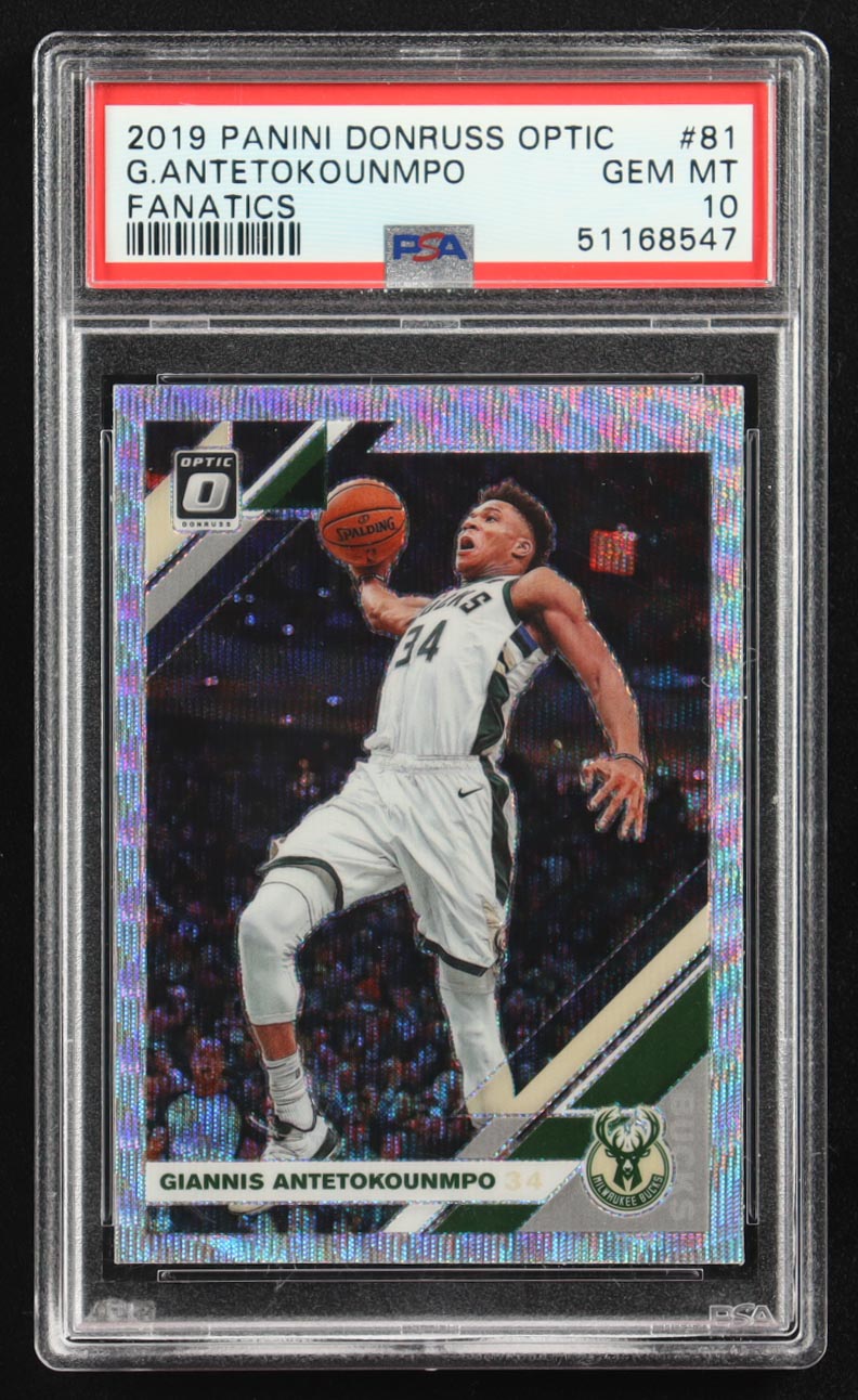 Giannis Antetokounmpo 2019-20 Donruss Optic Fanatics Box Set #81 (PSA 10) at PristineAuction.com Giannis Antetokounmpo 2019-20 Donruss Optic Fanatics Box Set #81 (PSA 10) at PristineAuction.com