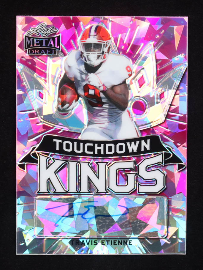 Travis Etienne 2021 Leaf Metal Draft Touchdown Kings Crystals Pink #TKTE1 #08/15 RC at PristineAuction.com Travis Etienne 2021 Leaf Metal Draft Touchdown Kings Crystals Pink #TKTE1 #08/15 RC at PristineAuction.com