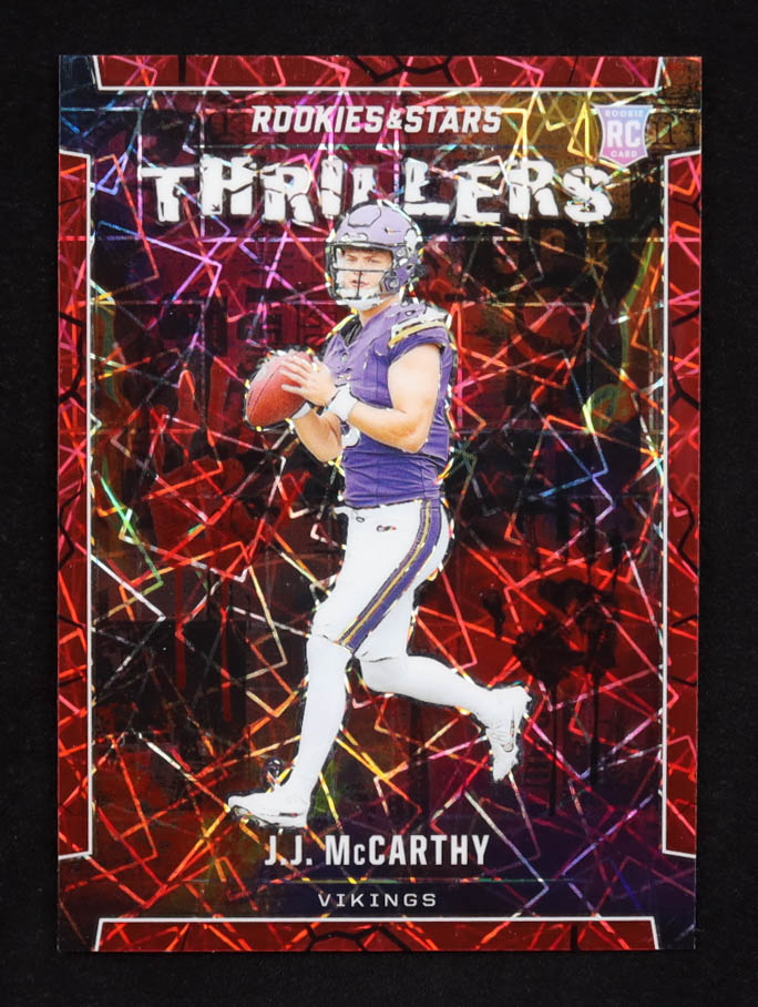 JJ McCarthy 2024 Rookies and Stars Thrillers Longevity #26 RC at PristineAuction.com JJ McCarthy 2024 Rookies and Stars Thrillers Longevity #26 RC at PristineAuction.com