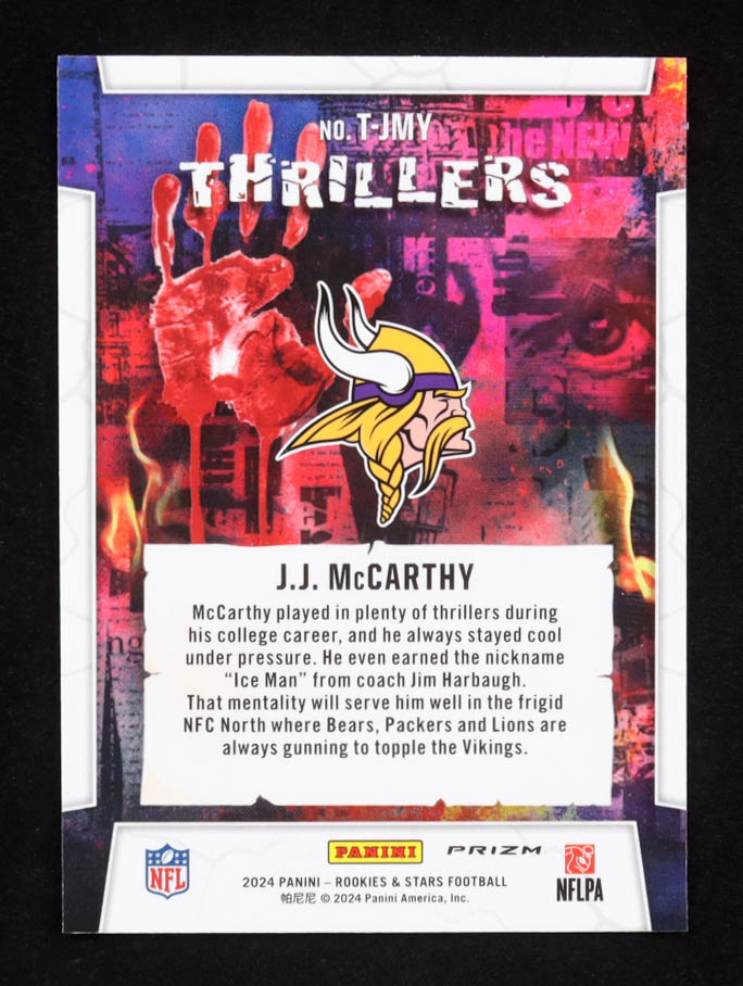 JJ McCarthy 2024 Rookies and Stars Thrillers Longevity #26 RC at PristineAuction.com JJ McCarthy 2024 Rookies and Stars Thrillers Longevity #26 RC at PristineAuction.com
