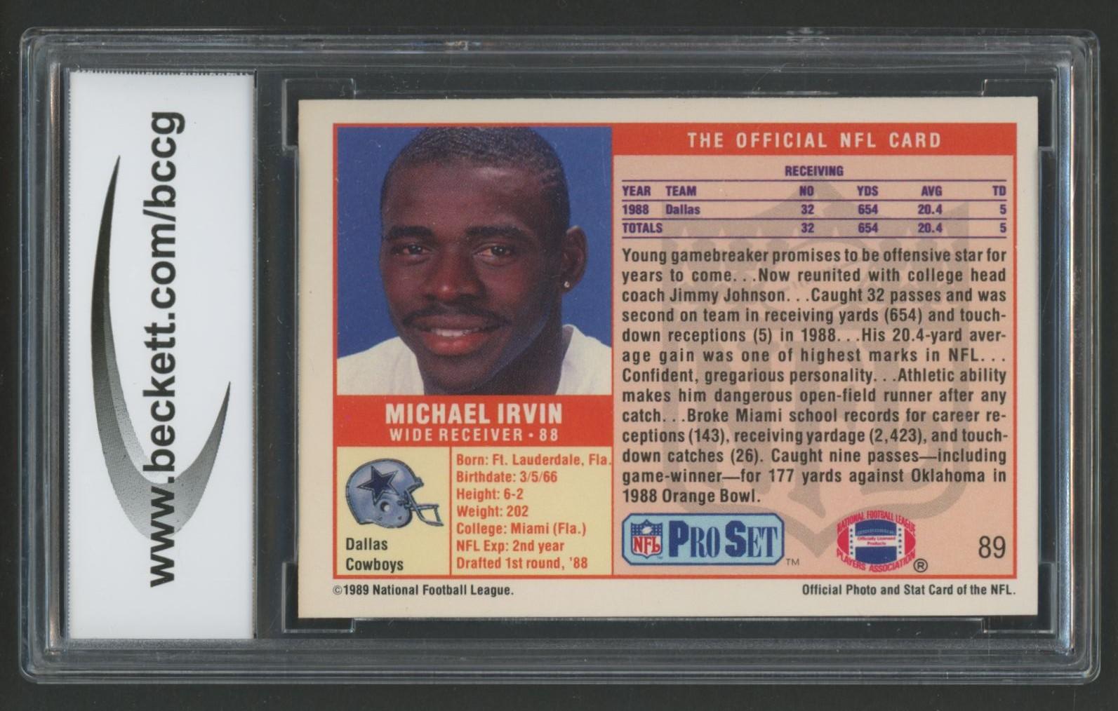 Michael Irvin 1989 Pro Set #89 RC (BCCG 10) at PristineAuction.com Michael Irvin 1989 Pro Set #89 RC (BCCG 10) at PristineAuction.com