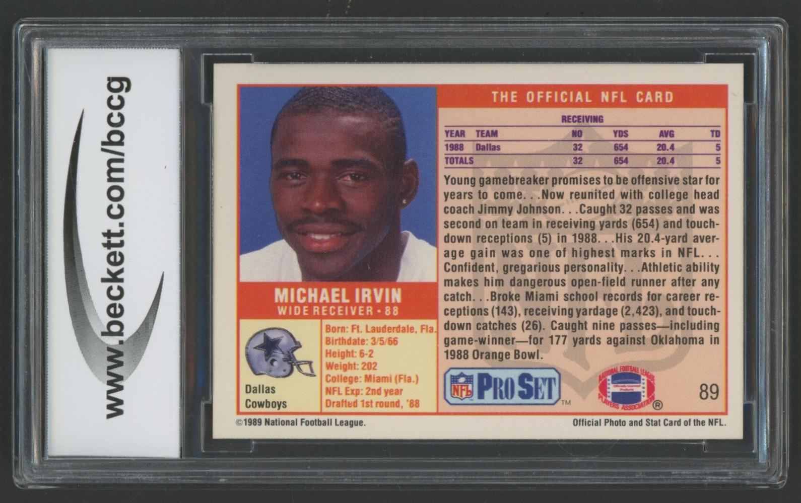 Michael Irvin 1989 Pro Set #89 RC (BCCG 10) at PristineAuction.com Michael Irvin 1989 Pro Set #89 RC (BCCG 10) at PristineAuction.com