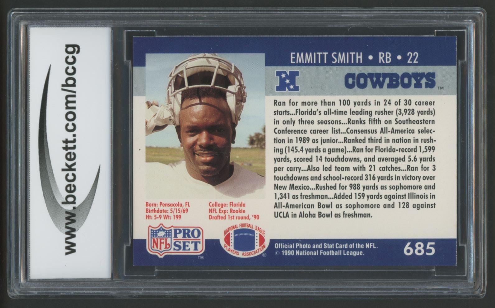 Emmitt Smith 1990 Pro Set #685 RC (BCCG 10) at PristineAuction.com Emmitt Smith 1990 Pro Set #685 RC (BCCG 10) at PristineAuction.com