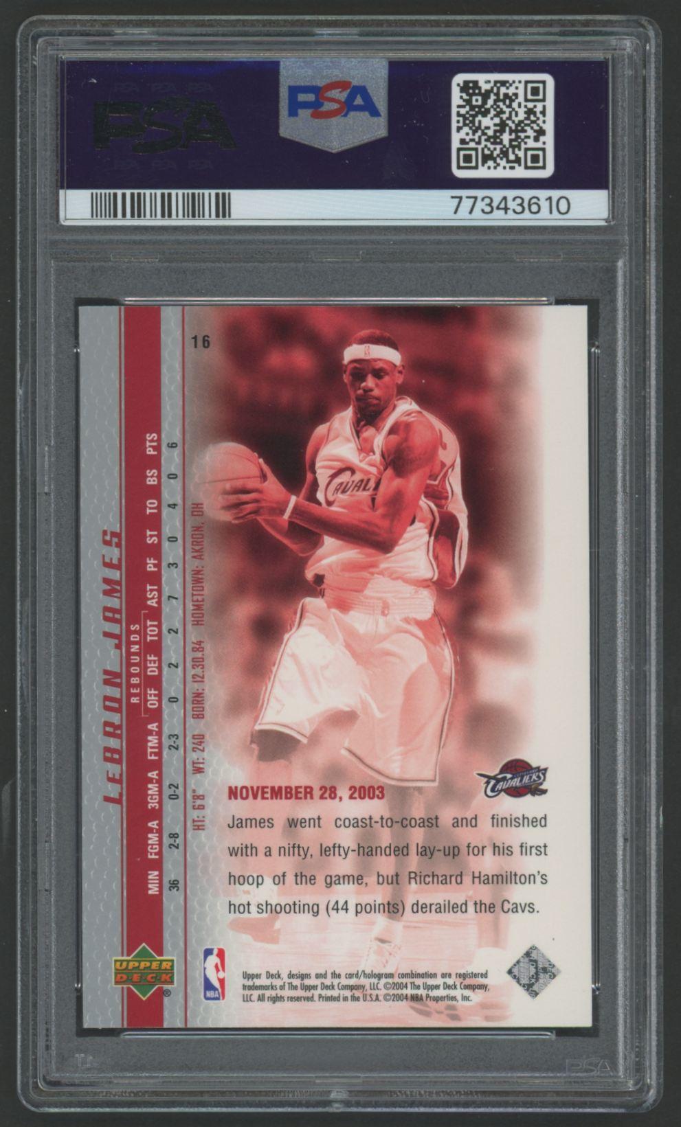 LeBron James 2003-04 Upper Deck Phenomenal Beginning LeBron James #16 RC (PSA 10) at PristineAuction.com LeBron James 2003-04 Upper Deck Phenomenal Beginning LeBron James #16 RC (PSA 10) at PristineAuction.com