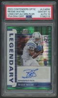 Reggie Wayne 2022 Contenders Optic Legendary Autographs Green Pulsar #LCARW #14/25 (PSA 10 | Autograph Graded 10) at PristineAuction.com