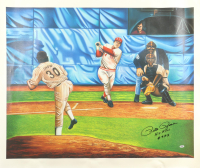 Pete Rose Signed Reds Canvas Original Artwork Inscribed "Hit King" & "#4192" (PSA) at PristineAuction.com