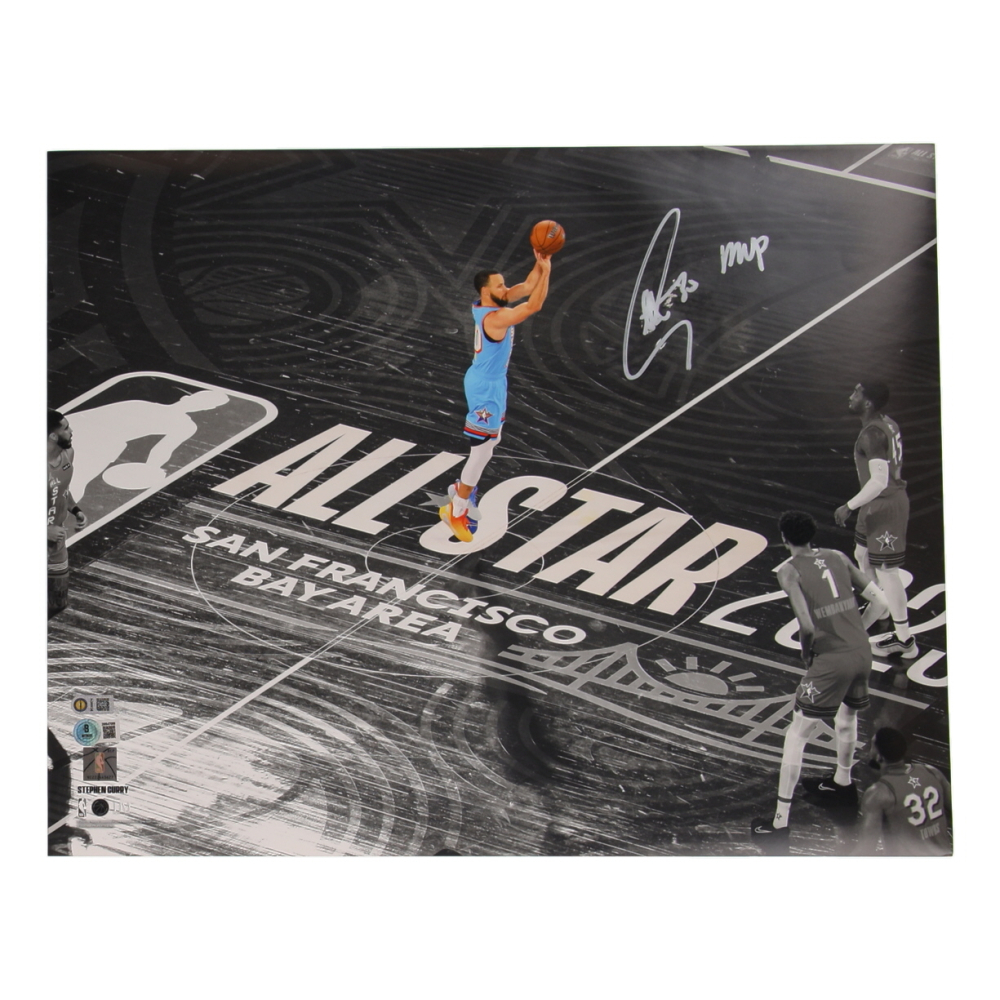 Stephen Curry Signed Warriors 16x20 Photo Inscribed "MVP" (Curry & Beckett) at PristineAuction.com