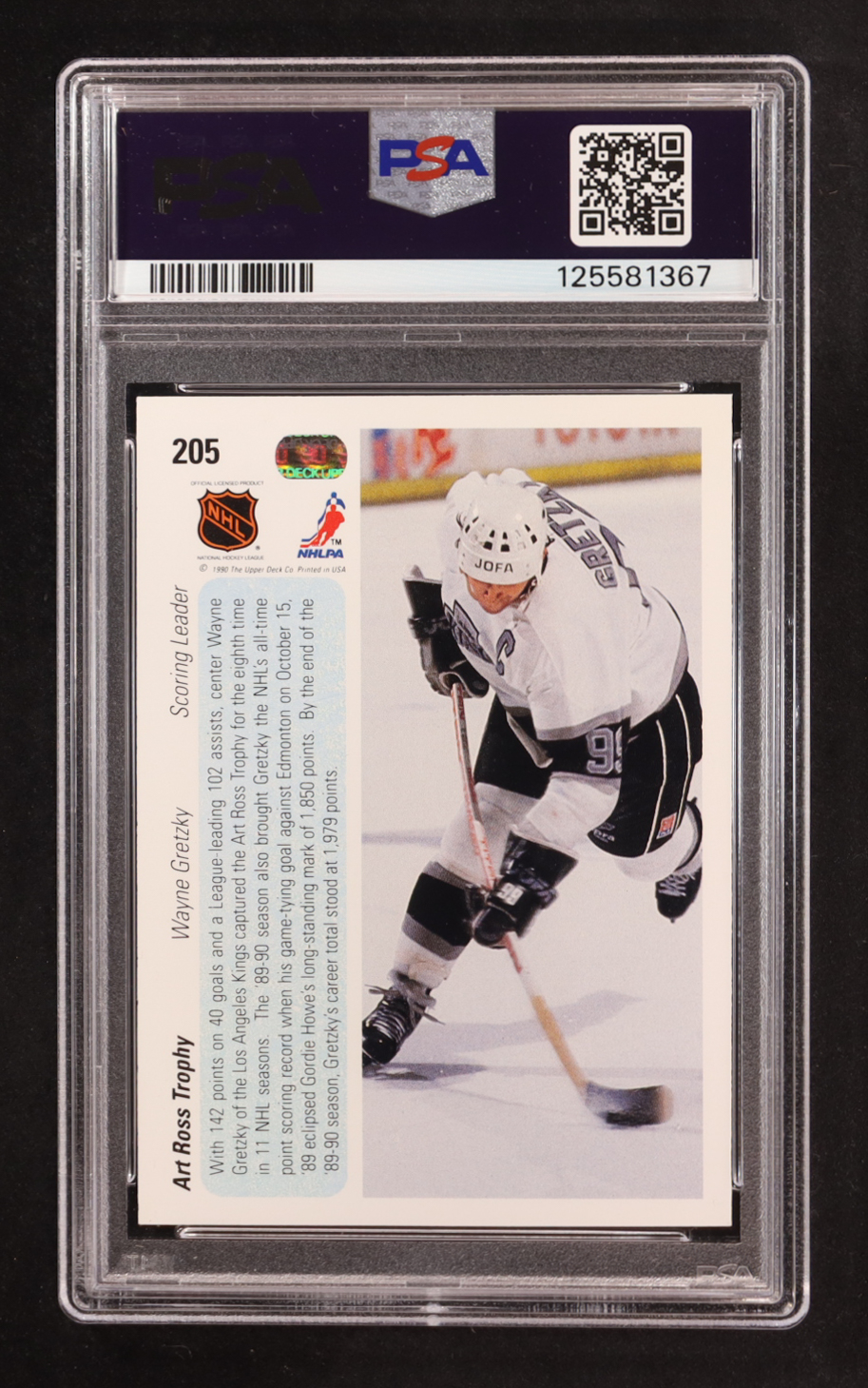 Wayne Gretzky 1990-91 Upper Deck #205 Art Ross Trophy (PSA 10) at PristineAuction.com Wayne Gretzky 1990-91 Upper Deck #205 Art Ross Trophy (PSA 10) at PristineAuction.com