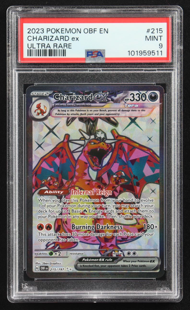 Charizard ex 2023 Pokemon TCG Scarlet & Violet Obsidian Flames #215 (PSA 9) at PristineAuction.com Charizard ex 2023 Pokemon TCG Scarlet & Violet Obsidian Flames #215 (PSA 9) at PristineAuction.com