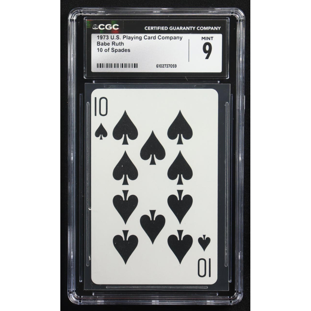 Babe Ruth 1973 U.S. Playing Card Company 10 of Spades (CGC 9) at PristineAuction.com