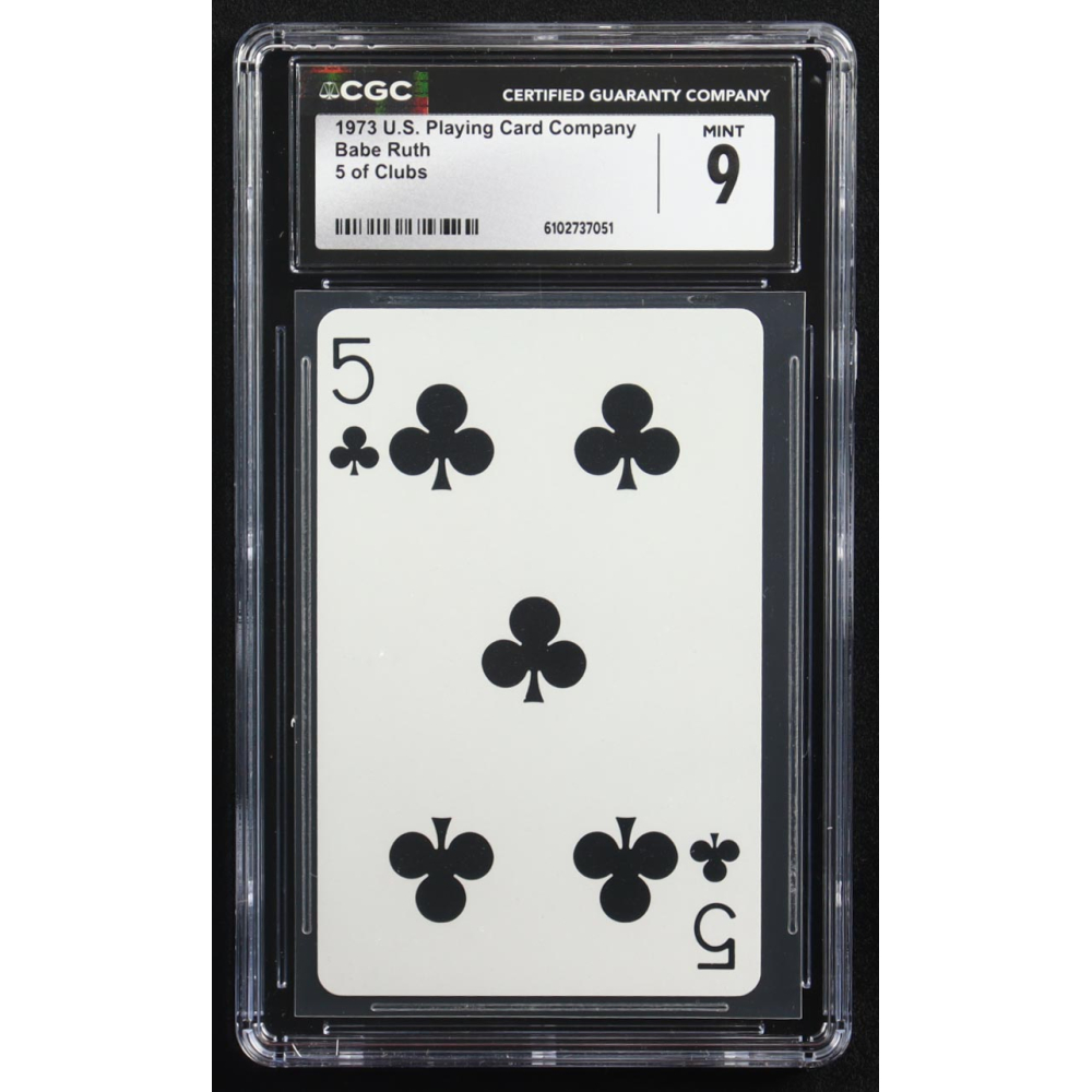 Babe Ruth 1973 U.S. Playing Card Company 5 of Clubs (CGC 9) at PristineAuction.com