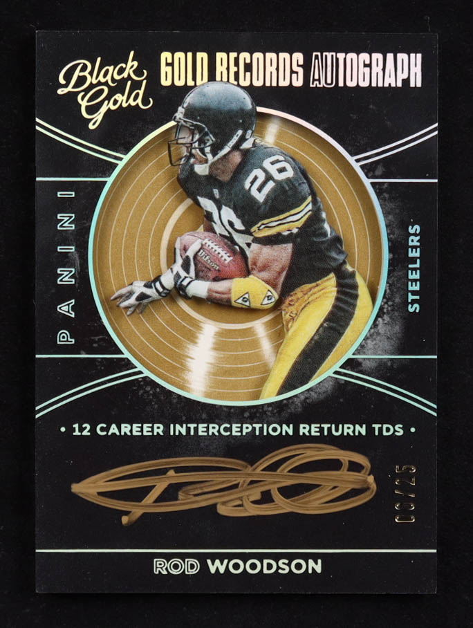 Rod Woodson 2016 Panini Black Gold Gold Records Autographs White Gold #18 #06/25 at PristineAuction.com Rod Woodson 2016 Panini Black Gold Gold Records Autographs White Gold #18 #06/25 at PristineAuction.com