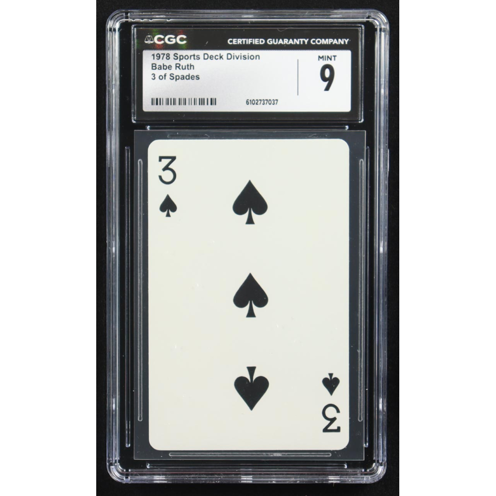 Babe Ruth 1978 Sports Deck Division 3 of Spades (CGC 9) at PristineAuction.com