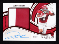 Jahmyr Gibbs 2023 Immaculate Collection Collegiate Premium Patches Rookie Autographs Ruby #26 #07/65 RC at PristineAuction.com