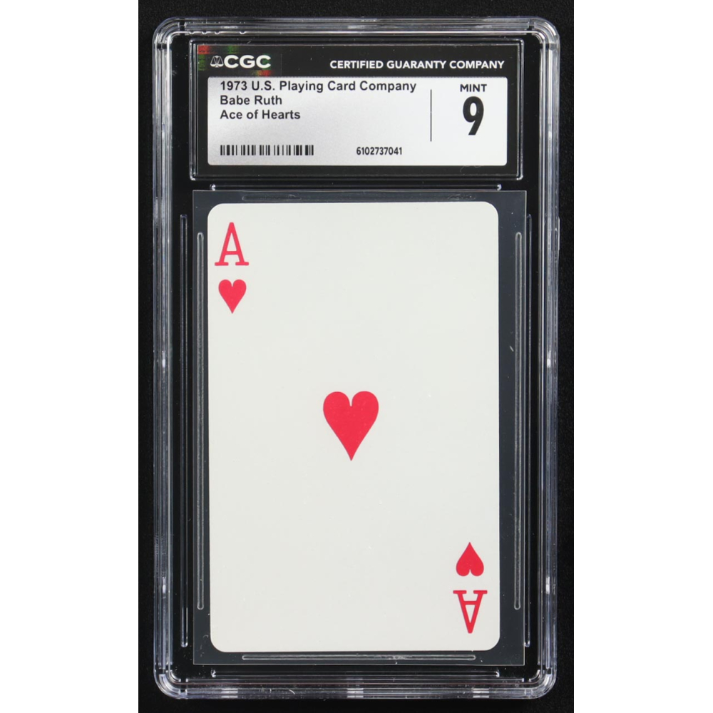 Babe Ruth 1973 U.S. Playing Card Company Ace of Hearts (CGC 9) at PristineAuction.com