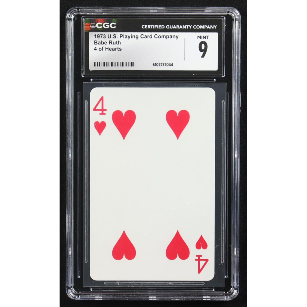 Babe Ruth 1973 U.S. Playing Card Company 4 of Hearts (CGC 9) at PristineAuction.com