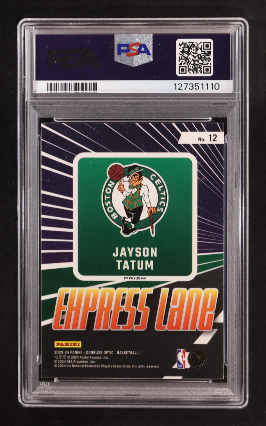 Jayson Tatum 2023-24 Donruss Optic Express Lane Purple #12 (PSA 10) at PristineAuction.com Jayson Tatum 2023-24 Donruss Optic Express Lane Purple #12 (PSA 10) at PristineAuction.com