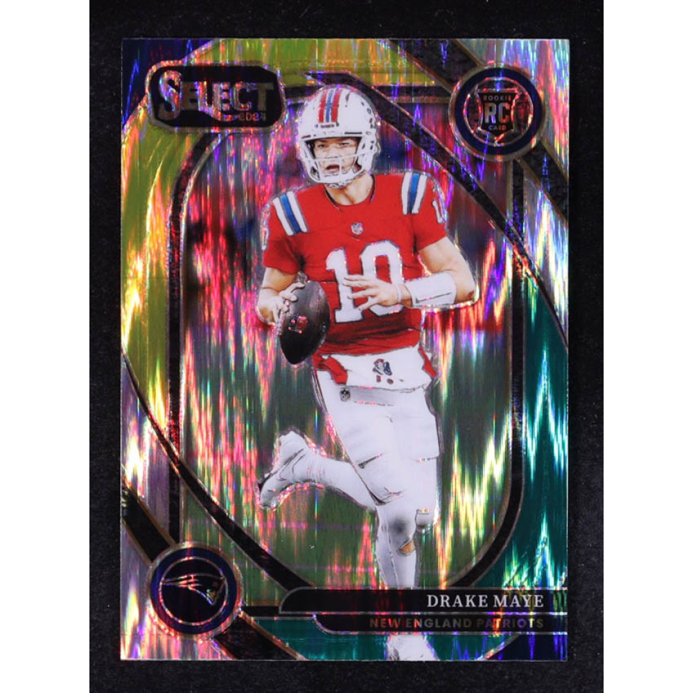 Drake Maye 2024 Select Prizm Green and Yellow Shock #218 RC at PristineAuction.com