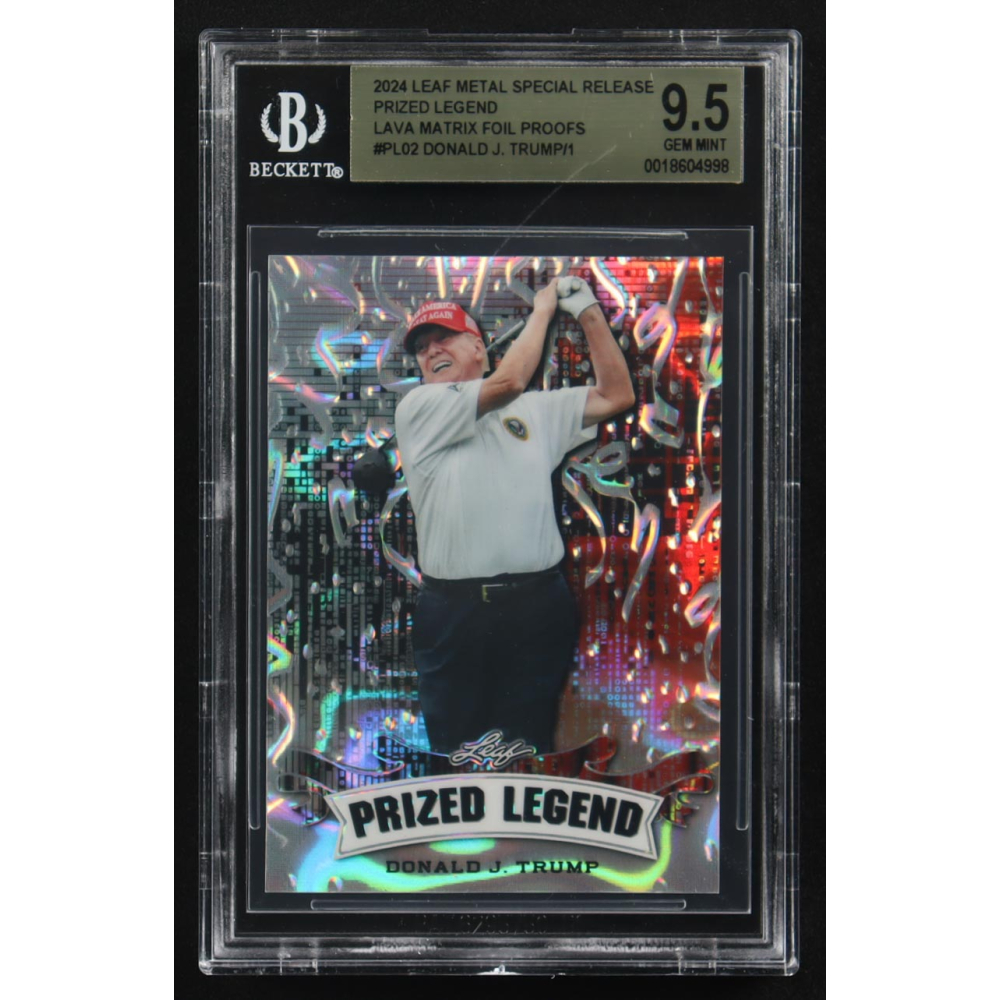 Donald J. Trump 2024 Leaf Metal Special Release Prized Legend Matrix Foil Proofs #PL-02 (BGS 9.5) at PristineAuction.com