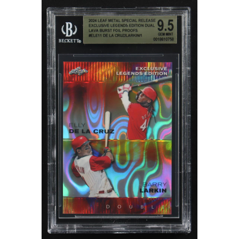 Elly De La Cruz / Barry Larkin 2024 Leaf Metal Special Release Exclusive Legends Ed. Dual Lava Burst Foil Proofs #ELE11 (BGS 9.5) at PristineAuction.com