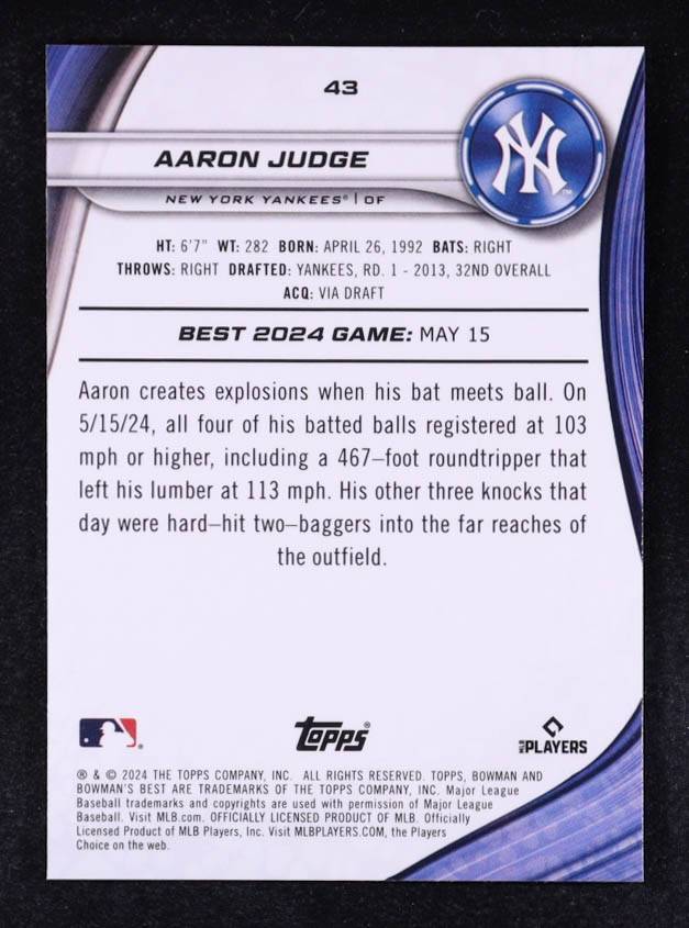Aaron Judge 2024 Bowman's Best #43 at PristineAuction.com Aaron Judge 2024 Bowman's Best #43 at PristineAuction.com