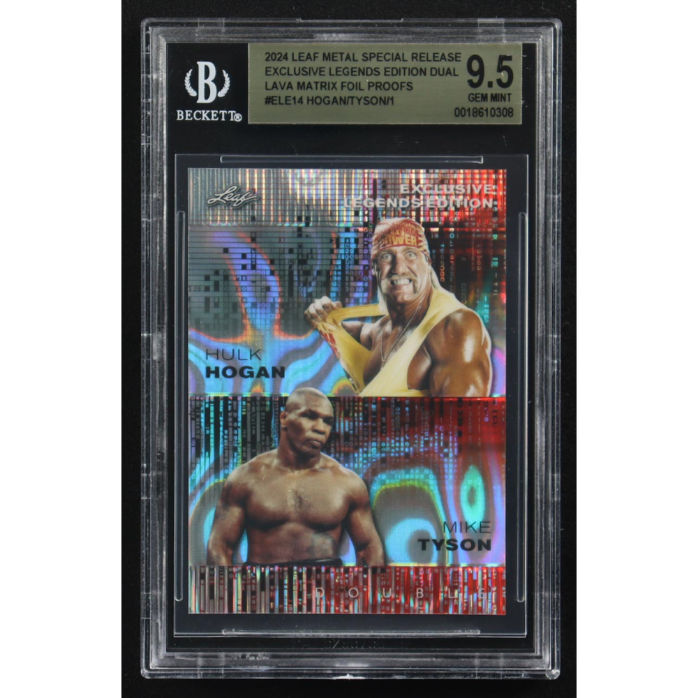 Mike Tyson / Hulk Hogan 2024 Leaf Metal Special Release Exclusive Legends Ed. Dual Matrix Foil Proofs #ELE14 (BGS 9.5) at PristineAuction.com