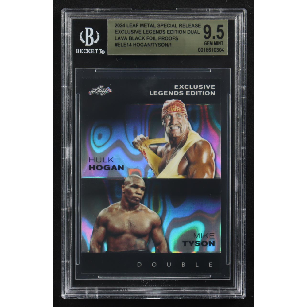 Mike Tyson / Hulk Hogan 2024 Leaf Metal Special Release Exclusive Legends Ed. Dual Black Foil Proofs #ELE14 (BGS 9.5) at PristineAuction.com