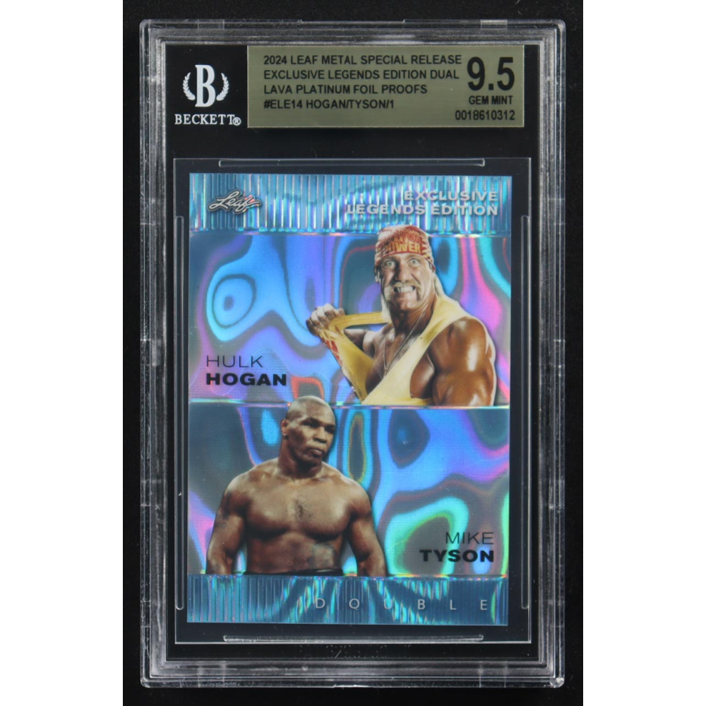 Mike Tyson / Hulk Hogan 2024 Leaf Metal Special Release Exclusive Legends Ed. Dual Platinum Foil Proofs #ELE14 (BGS 9.5) at PristineAuction.com