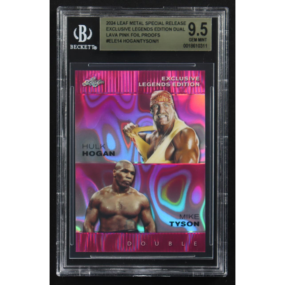 Mike Tyson / Hulk Hogan 2024 Leaf Metal Special Release Exclusive Legends Ed. Dual Pink Foil Proofs #ELE14 (BGS 9.5) at PristineAuction.com