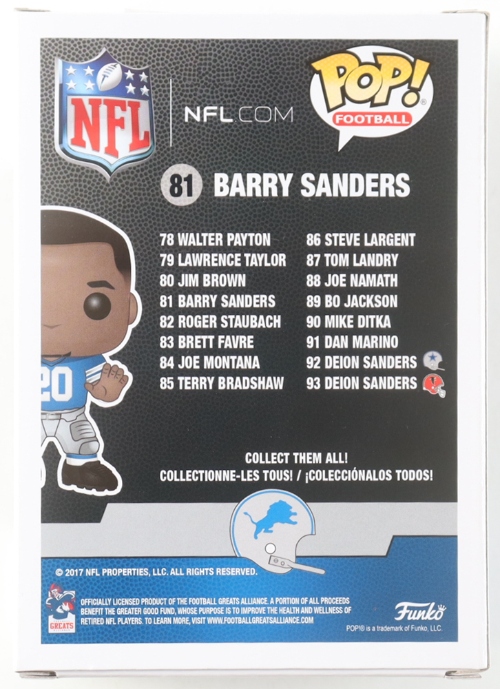 Barry Sanders Signed "Lions" #81 Funko Pop! Vinyl Figure (Schwartz) at PristineAuction.com Barry Sanders Signed "Lions" #81 Funko Pop! Vinyl Figure (Schwartz) at PristineAuction.com