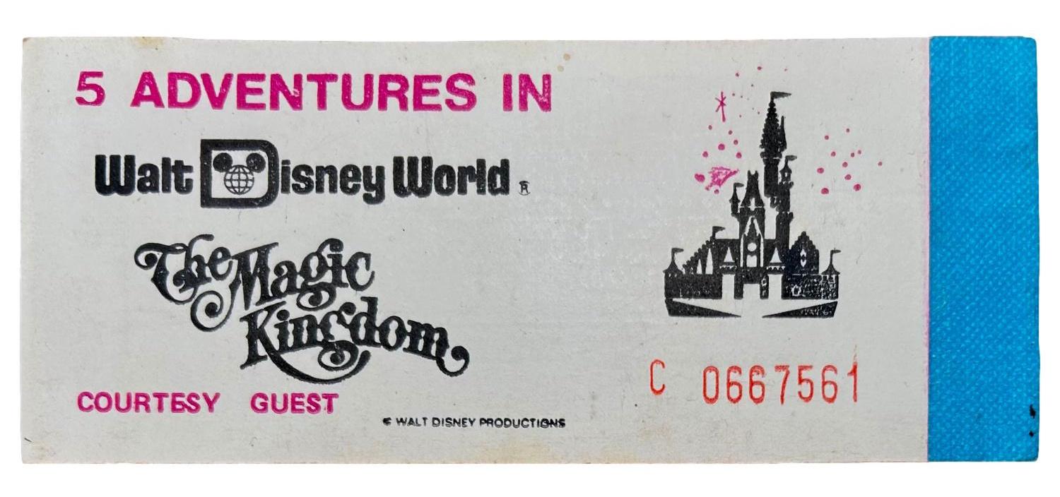Vintage Disney World Ticket Book with (5) Tickets at PristineAuction.com Vintage Disney World Ticket Book with (5) Tickets at PristineAuction.com