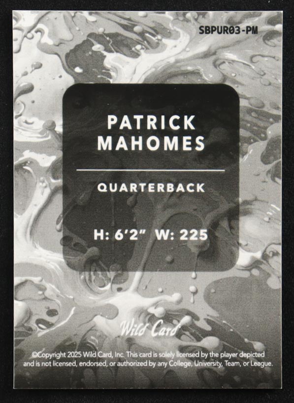 Patrick Mahomes II 2025 Wild Card Splat Prism Purple #SBPUR03PM #5/5 at PristineAuction.com Patrick Mahomes II 2025 Wild Card Splat Prism Purple #SBPUR03PM #5/5 at PristineAuction.com
