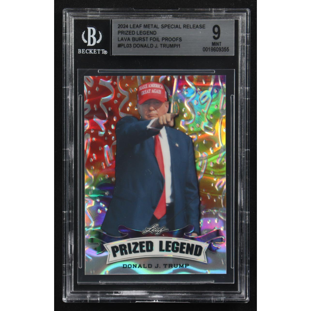 Donald J. Trump 2024 Leaf Metal Special Release Prized Legend Silver Lava Burst Foil Proofs #PL-03 (BGS 9) at PristineAuction.com