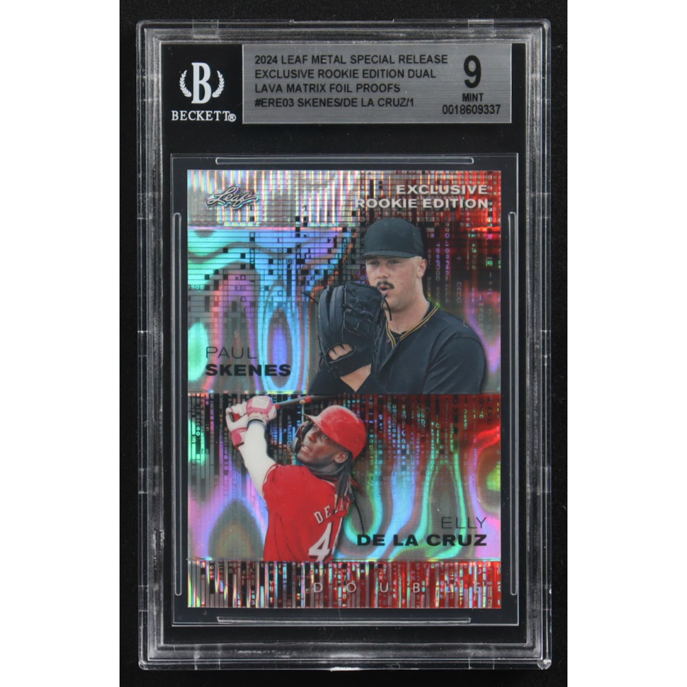 Elly De La Cruz / Paul Skenes 2024 Leaf Metal Special Release Exclusive Rookie Ed. Dual Lava Matrix Foil Proofs #ERE03 RC (BGS 9) at PristineAuction.com