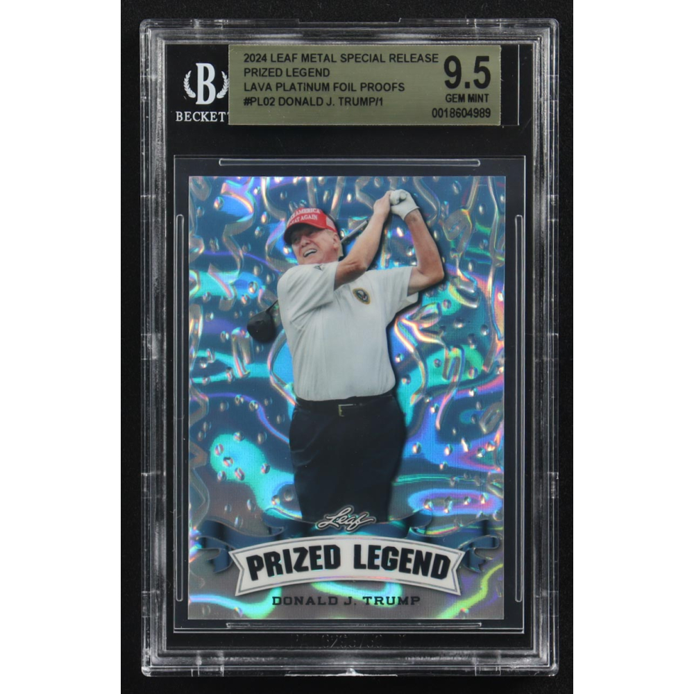 Donald J. Trump 2024 Leaf Metal Special Release Prized Legend Lava Platinum Foil Proofs #PL-02 (BGS 9.5) at PristineAuction.com