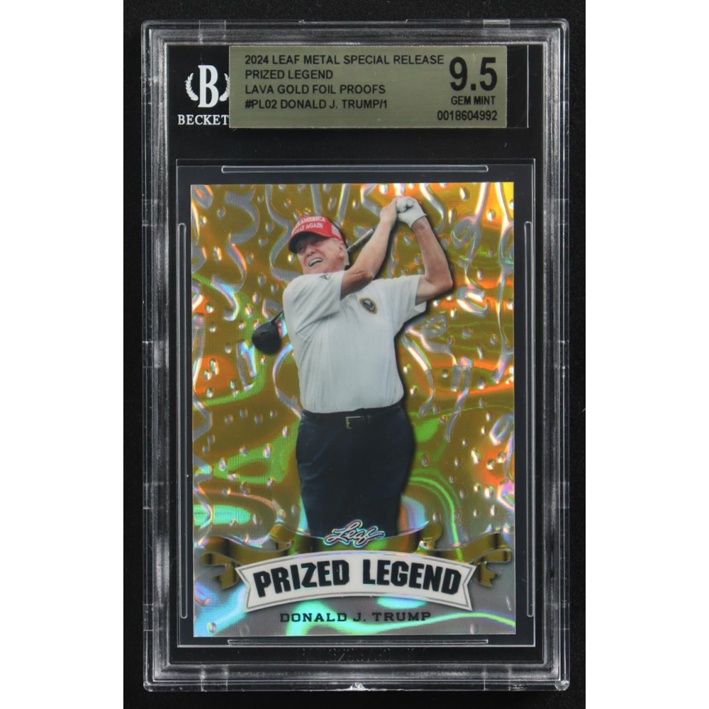 Donald J. Trump 2024 Leaf Metal Special Release Prized Legend Lava Gold Foil Proofs #PL-02 (BGS 9.5) at PristineAuction.com