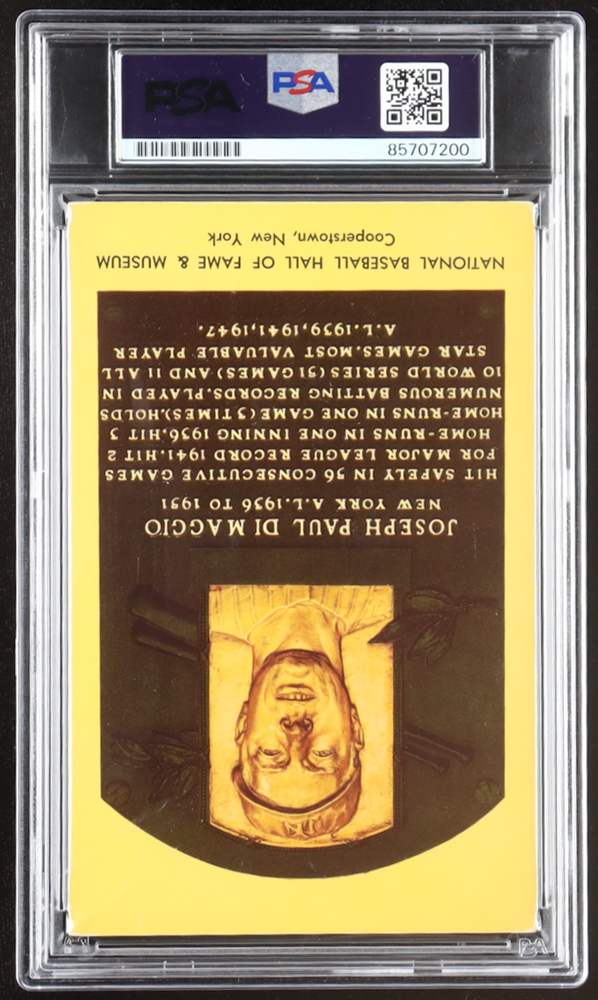 Joe DiMaggio Signed Hall of Fame Plaque Postcard (PSA) at PristineAuction.com Joe DiMaggio Signed Hall of Fame Plaque Postcard (PSA) at PristineAuction.com