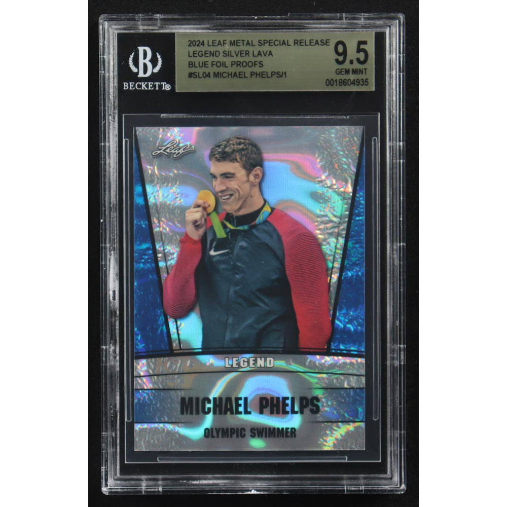 Michael Phelps 2024 Leaf Metal Special Release Legend Silver Lava Blue Foil Proofs #SL04 (BGS 9.5) at PristineAuction.com