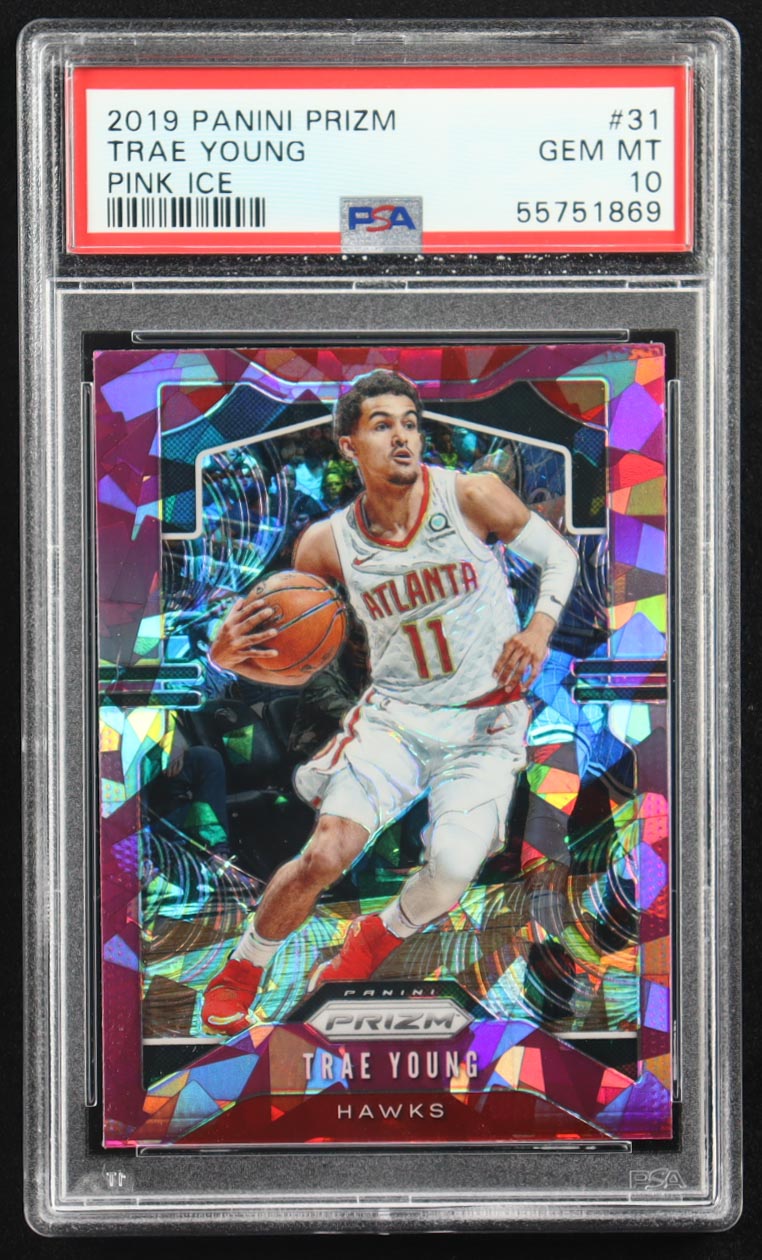 Trae Young 2019-20 Panini Prizm Prizms Pink Ice #31 (PSA 10) at PristineAuction.com Trae Young 2019-20 Panini Prizm Prizms Pink Ice #31 (PSA 10) at PristineAuction.com