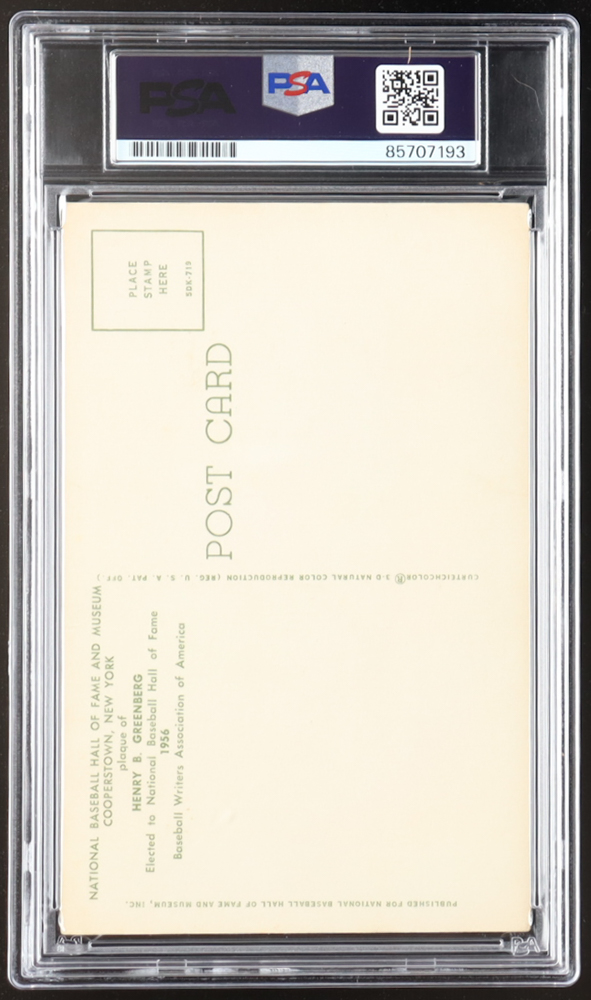 Hank Greenberg Signed Hall of Fame Plaque Postcard (PSA) at PristineAuction.com Hank Greenberg Signed Hall of Fame Plaque Postcard (PSA) at PristineAuction.com