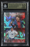 Lionel Messi / Zinedine Zidane 2024 Leaf Metal Special Release Exclusive Legends Ed. Dual Lava Matrix Foil Proofs #ELE26 (BGS 9.5) at PristineAuction.com