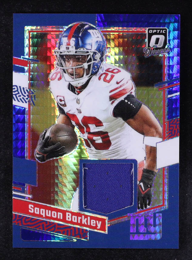 Saquon Barkley 2023 Donruss Optic Threads Blue Hyper #3 at PristineAuction.com Saquon Barkley 2023 Donruss Optic Threads Blue Hyper #3 at PristineAuction.com