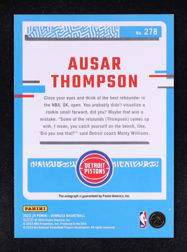 Ausar Thompson 2023-24 Donruss Rated Rookies Signatures Choice #278 RC at PristineAuction.com Ausar Thompson 2023-24 Donruss Rated Rookies Signatures Choice #278 RC at PristineAuction.com