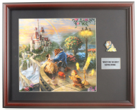Thomas Kinkade "Beauty and the Beast" Custom Framed Print Display with Dual Character Pin & Title Plaque at PristineAuction.com