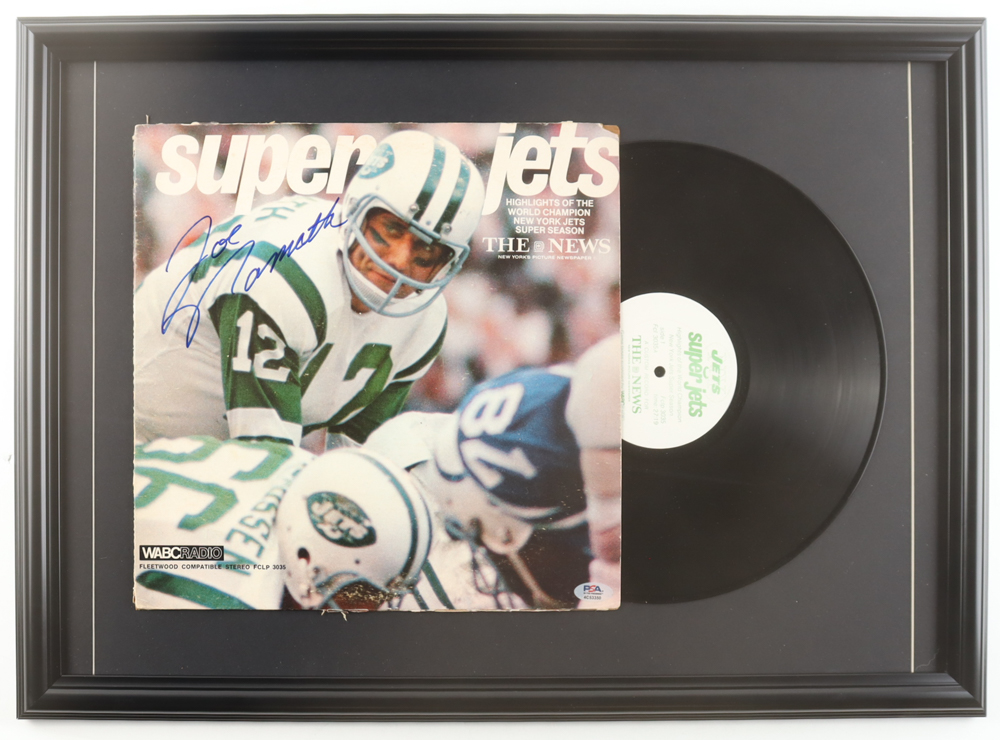 Joe Namath Signed Custom Framed Vintage 1969 Vinyl Record Album LP Sleeve From Super Bowl Champions Season (PSA) at PristineAuction.com Joe Namath Signed Custom Framed Vintage 1969 Vinyl Record Album LP Sleeve From Super Bowl Champions Season (PSA) at PristineAuction.com